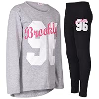 Girls Brooklyn 96 Top Long Sleeve T-Shirt & Splash Legging Lightweight Set For Age 5-14 Years