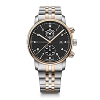 Wenger Urban Classic Chronograph Men's Swiss Made Watch with Black Dial & Two Tone Stainless Steel Strap 01.1743.129, Silver, Bracelet