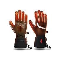 Heated Gloves for Men Women with Touchscreen, Waterproof Rechargeable Battery Electric Heating Gloves, Upgraded Thin Soft Heat Glove Liners for Arthritis Ski Driving Hunting