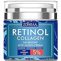 Retinol Cream for Face - Facial Moisturizer with Collagen and Hyaluronic Acid, Anti-Wrinkle Reduce Fine Lines Vitamin C+E Natural-Ingredient Day Night Anti-Aging For Women Men