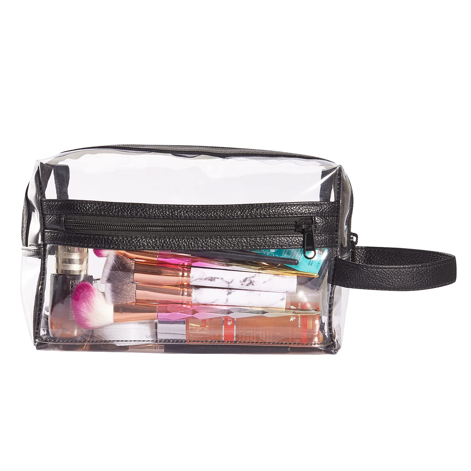 Heavy Duty Clear Travel Toiletry Makeup Bags Transparent Shaving Bag Water Resistant Cosmetic Bag Organizer Pouch with Zipper and Handle