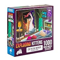 Exploding Kittens 1000 Piece Jigsaw Puzzle - Cat in The Mirror, Jigsaw Puzzles for Adults, Cat Puzzle, Coffee Table Puzzle