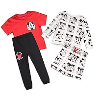 Disney Boys' Mickey Mouse Pants Set - 4 Piece Short Sleeve T-Shirt, Long Sleeve t-Shirt, Pants, and Shorts (2T-7)