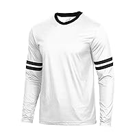 Decrum White Ringer Fashion Long Sleeve Crew Neck Shirts Mens Ringer T Shirts| [40044172] 2 Stripes, S