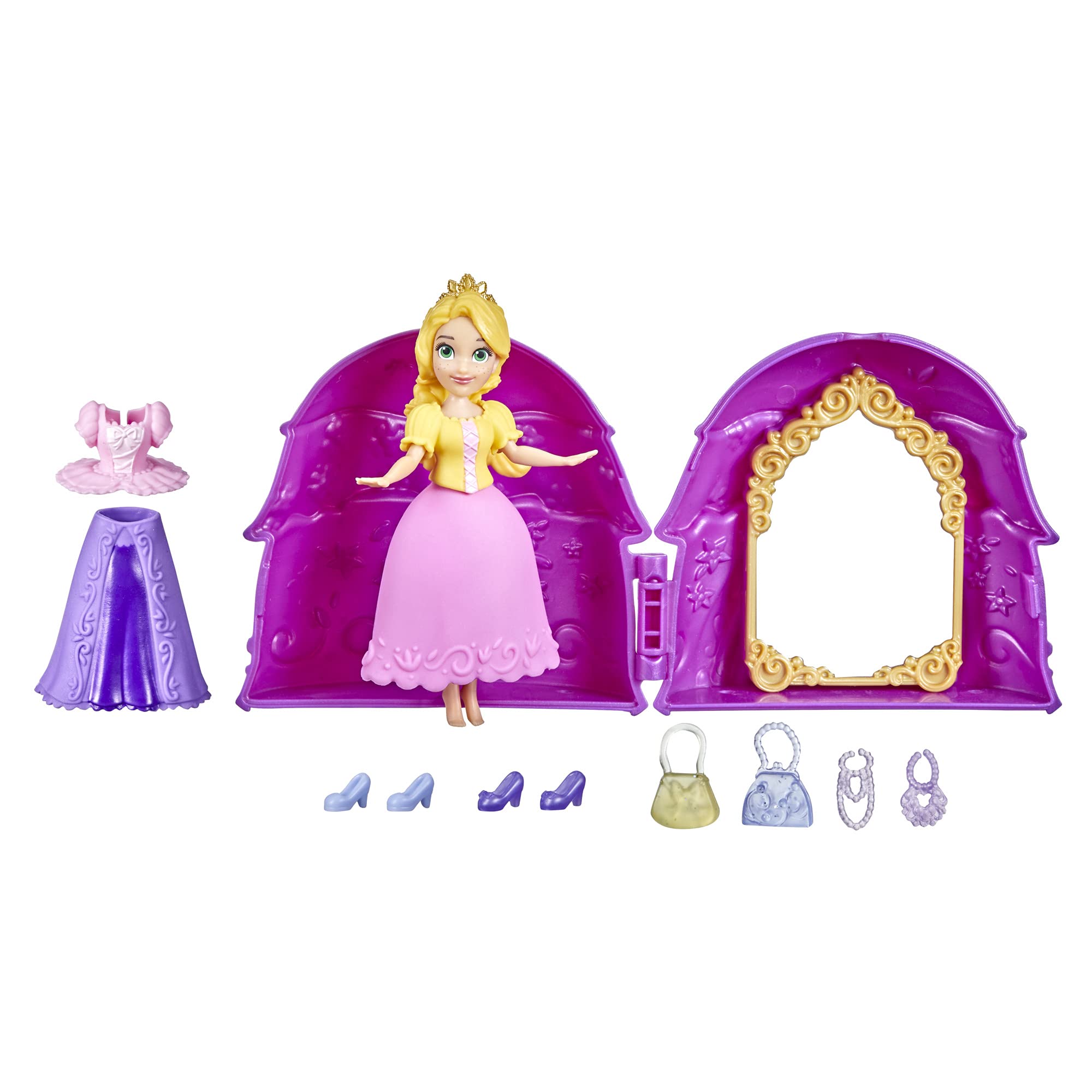 Disney Princess Secret Styles Fashion Surprise Rapunzel, Mini Doll Playset with Extra Clothes and Accessories, Toy for Girls 4 and Up