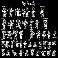 Family Sticker Decal for Car Window Bumper Pet Dog Cat Fish Rabbit Bird Stick Figure My Family – Choose up to 10 Figures from 48 Unique Designs