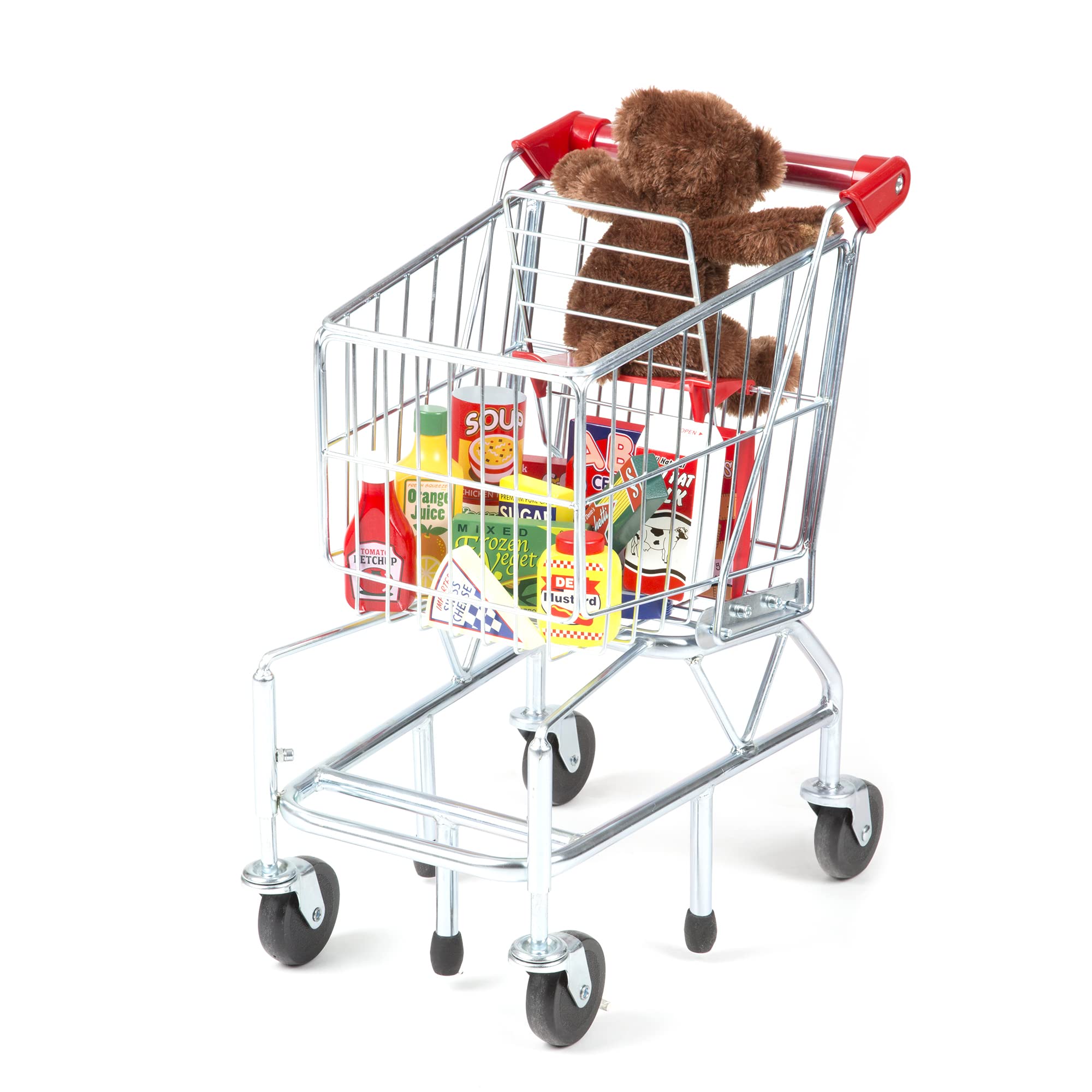 Melissa & Doug Toy Shopping Cart With Sturdy Metal Frame - Toddler Shopping Cart, Pretend Grocery Cart, Supermarket Pretend Play Shopping Cart For Kids Ages 3+