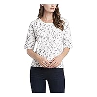 Vince Camuto Womens Elbow Sleeve Crew Neck Top