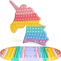 Big Size Large Giant Jumbo Huge Rainbow Unicorn Chess Board Push Poping Bubbles Game Fidget Sensory Stress Relief Toys Packs Set and Anti-Anxiety Tools (2Packs)