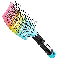 Hair Brush, Curved Vented Brush Faster Blow Drying, Paddle Detangling Hair Brushes for Women Men, Professional Curved Vent Styling Brush for Wet Dry Curly Thick Straight Hair (colourful)