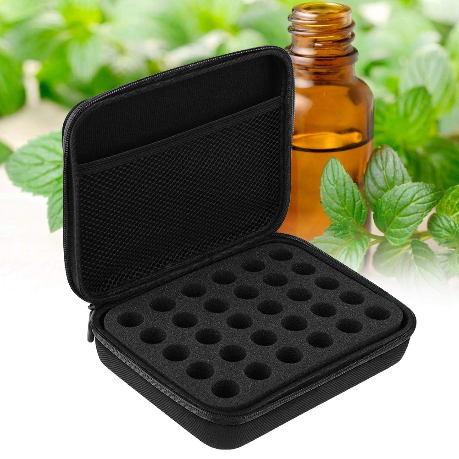30-Bottle Essential Oil Carrying Case for 5ml,10ml,15ml with Handle Scented Oils Holder Traveling Carrying Case Storage Box(Black)
