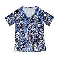 Tops for Women,Womens Stitching V-Neck Tops Short Sleeve Workout Shirts Casual Loose Tees Shirts for Women