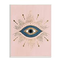 Stupell Industries Evil Eye Glam Boho Pattern Bold Blue Pink, Designed by Grace Popp Wall Plaque, 10 x 15