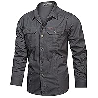 Men Tactical Shirts Long Sleeve Button Up Snap Military Work Shirt Big & Tall Slim Fit Camo Western Tops Pockets
