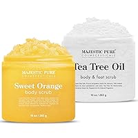 Majestic Pure Sweet Orange Scrub (10 oz) and Tea Tree Scrub (10 oz) Bundle