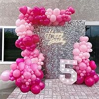 Pink Balloon Garland Arch Kit, 132PCS Hot Light Rose Magenta Balloons with Heart Shape for Princess Theme Birthday Girl's Party Supplies Bridal Shower Baby shower Engagement Bachelorette Wedding Decor