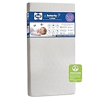 Sealy Butterfly 2-Stage Dual Firm Breathable Premium Cotton Non-Toxic Waterproof Baby Crib Mattress & Toddler Bed Mattress, Waterproof Crib Mattress, GREENGUARD GOLD Certified, Made in USA, 52