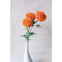 Thai Artificial Orange Marigold Bunch, Artificial Flowers, Marigold Flowers, Orange Flower, Marigold Artificial, Calendula officinalis 3 Head. (Orange)