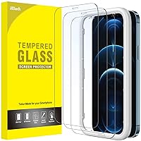 JETech Full Coverage Screen Protector for iPhone 12 Pro Max 6.7-Inch, Tempered Glass Film with Easy Installation Tool, Case-Friendly, HD Clear, 3-Pack