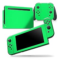 Compatible with Nintendo Switch Console Bundle - Skin Decal Protective Scratch-Resistant Removable Vinyl Wrap Cover - Solid Green V2