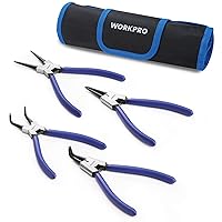 WORKPRO 4-Piece Snap Ring Pliers Set, 7-Inch Internal and External Circlip Pliers Kit with Straight and Bent Jaw, For Ring Remover Retaining, Storage Pouch Included