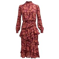 SALONI Women's Ruby Paisley Isa Silk Georgette Tiered Ruffle Midi Dress