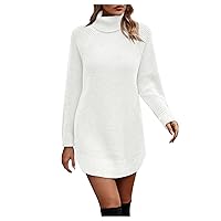 Sweater Dresses for Women Ladies Fall Winter Solid Color Long Sleeve Hooded Long Dress