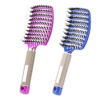 Detangling Brush 2 Pack,Boar Bristles Hair Brush without Pain Adds Shine and Makes Hair Smooth,Fast Drying Styling Massage Hairbrush for Women, Girls.Detangler Hair brush for Wet or Dry Hair.……