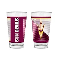 NCAA Main 16 oz Pint Glasses with Digitally Printed Logo, Practical Set of 2 Classic Drinking Glasses, for Fans, Dishwasher Safe