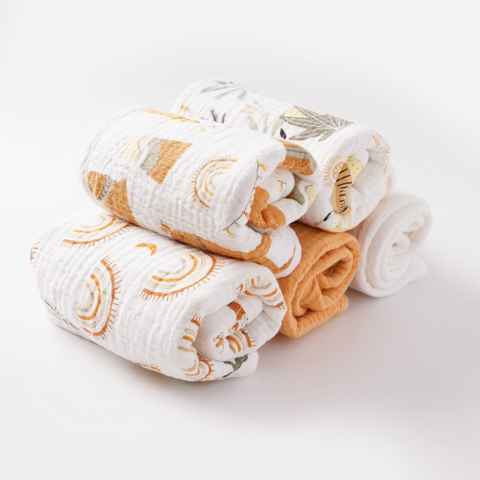MairMore 5 Pack Muslin Baby Burp Cloths- Neutral Muslin Burping Cloths for Baby Boys Girls and Newborn Towel, Unisex- Large Absorbent Burp Cloths-20 x10 Inches