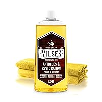 Milsek Antiques & Restoration Polish with Lemon Oil & Microfiber Cleaning Towel, 12-Ounce, ART-1, Yellow, Antique Cleaner & Cloth