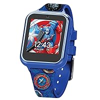 Accutime Marvel Captain America Kids Blue Interactive Educational Learning Touchscreen Smart Watch Toy for Boys, Girls, Toddlers - Selfie Cam, Learning Games, Calculator & More (Model: AVM4013AZ)