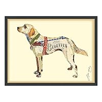 Yellow Lab Dimensional Collage Handmade by Alex Zeng Framed Graphic Dog Wall Art, 25