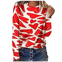 TUNUSKAT Valentines Day Long Sleeve Tops for Women 2023 Casual Cute Lover Heart t Shirts Loose Comfy o Neck Dressy Blouse