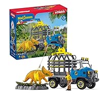 Schleich Dinosaurs, Dinosaur Toys for Kids, Dino Transport Mission Set with Dinosaur Truck and Triceratops Toy, 13 Pieces, Ages 4+