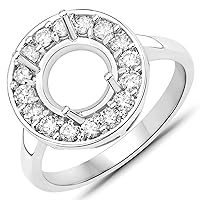 0.48 Carat Genuine White Diamond 14K White Gold Ring