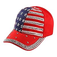American Flag Rhinestone Baseball Hat US Flag Sparkle Denim Baseball Cap USA Bling Hat Men Women Hip Hop Caps