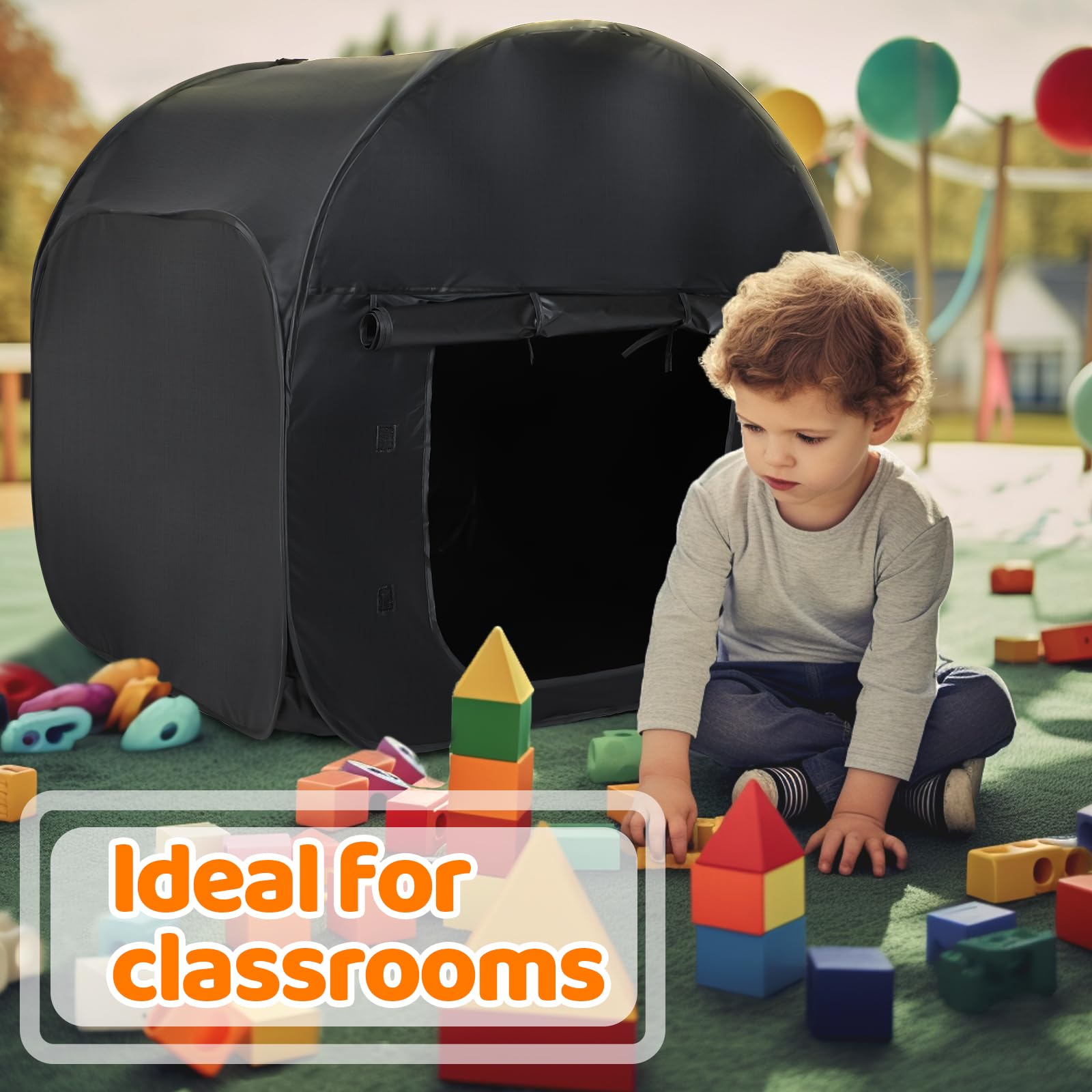 FAHKNS Sensory Tent|Quiet Corner for Kids to Play and Relax|Pop-up Blackout Tent Black|Sensory Play Tent Sensory Den|Special Needs Sensory Tent|Suitable for: SPD, Anxiety, ADHD, Autism, etc.