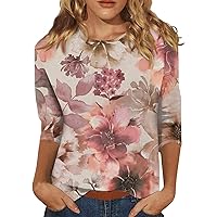Women's Short Sleeve Blouses 3/4 Shirts Cute Tops Graphic Tees Blouses Casual Plus Size Basic Tops Pullover, S-5XL