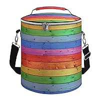 Wooden Rainbow Gay Pride LGBT Portable Cooler Bag Hot/Cold Insulated Cooler Box for Travel Picnic Beach Camping