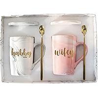 Wifey and Hubby Coffee Mugs Set Hubby Wifey Mugs Hubby and Wifey Gifts Wifey and Hubby Gifts Mr Mrs Gifts Husband Wife Mugs Engagement Wedding Anniversary Valentines Day Gifts for Couple 14 Ounce