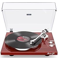 Turntables Belt-Drive Record Player with Wireless Output Connectivity, Vinyl Player Support 33&45 RPM Speed Phono Line Output USB Digital to PC Recording with Advanced MM Cartridge&Counterweight Red