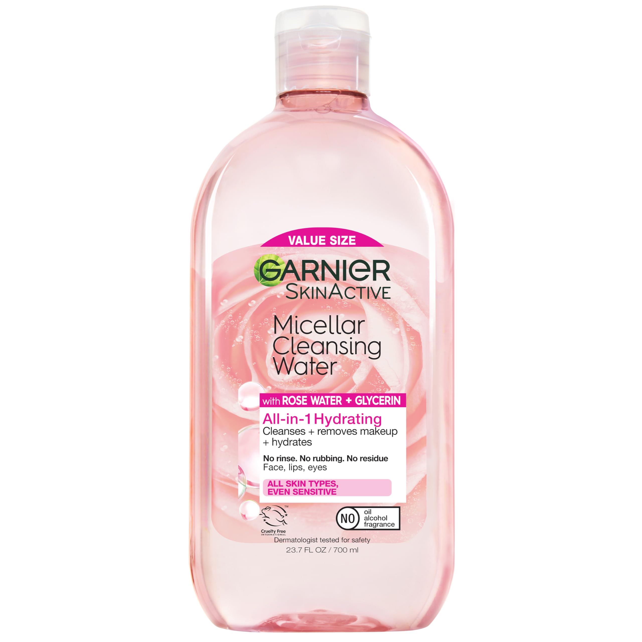 Garnier SkinActive Micellar Water with Rose Water, Hydrating Facial Cleanser and Makeup Remover, 23.7 Fl Oz