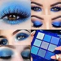 Blue Eyeshadow Palette Glitter Eye shadow Makeup,Navy Blue Eyeshadow Shiny Sparkle Shimmer Glitter blue Eyeshadow Waterproof Pallete,royal blue Glitter Blue Eye Eyeshadow Make Up
