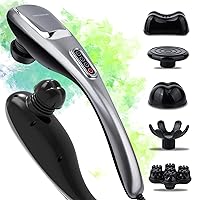 MEGAWISE Handheld Deep Tissue Neck Back Electric Massager for Shoulder, Waist, Leg, 3700 RPM Powerful Motor with 5 +2 Nodes & 5 Speeds, Knotty Muscle, A Little Heavy