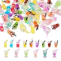 Pandahall 60Pcs Glow in The Dark Fruit Drink Bottle Cup Charms Luminous Imitation Juice Resin Glass Pendants Mixed Color for Summer Boho Bracelet Necklace Jewelry Making