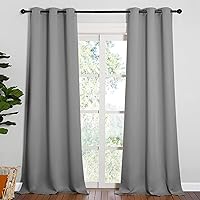 NICETOWN Thermal Insulated Blackout Curtains - Grommet Top Window Treatment Drapes for Hall (2 Panels, W42 x L90 inches, Silver Grey)