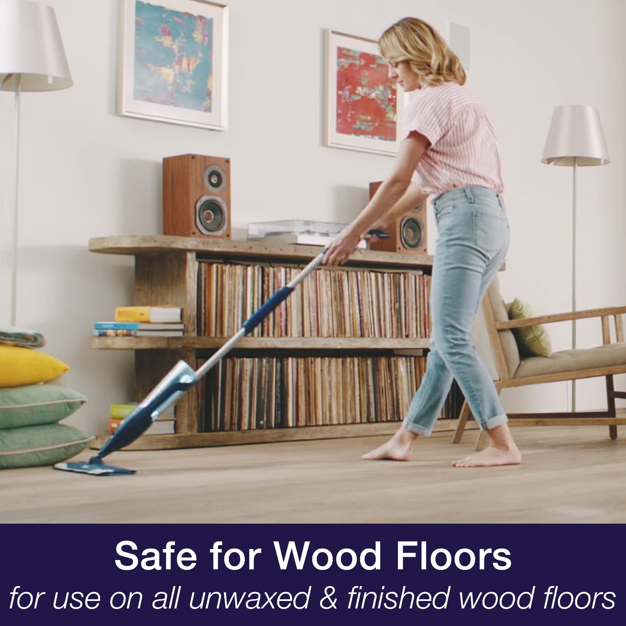 Bona Hardwood Floor Premium Spray Mop - Includes Wood Floor Cleaning Solution and Machine Washable Microfiber Cleaning Pad - Dual Zone Cleaning Design for Faster Cleanup