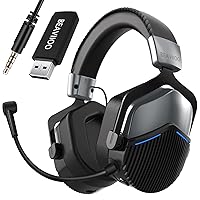 5.8G Wireless Gaming Headset for PS4/PS5/PC/Switch, Stable Lossless Gaming Headphones, USB Dongle with Ultra Comfortable Immersive Air Ear Cushions and Noise Cancelling Microphone Black