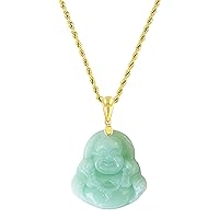 Smiling Laughing Buddha Green Jade Pendant Necklace Rope Chain Genuine Certified Grade A Jadeite Jade Hand Crafted, Jade Neckalce, 14k Gold Filled Buddha necklace, Jade Medallion